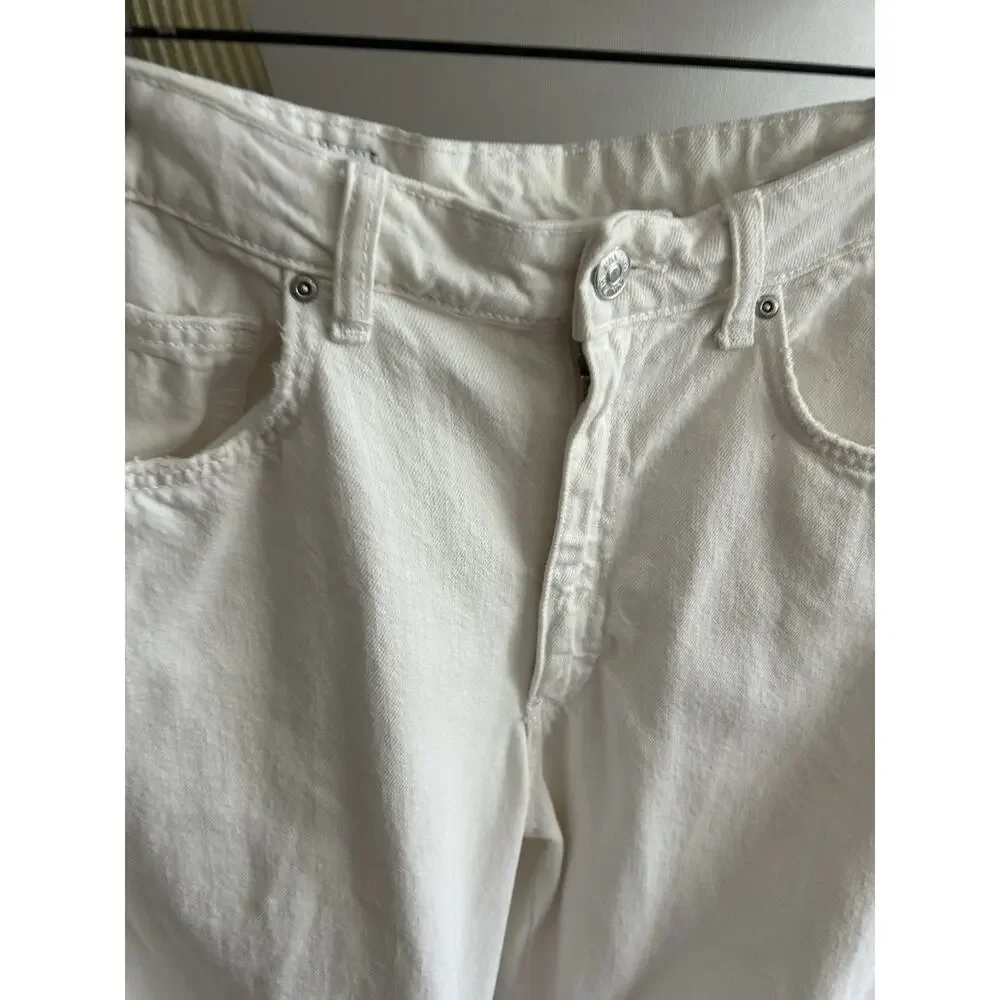 ZARA Barrel Jeans White Wide Leg Size 6 Baggy Boho - Picture 2 of 10